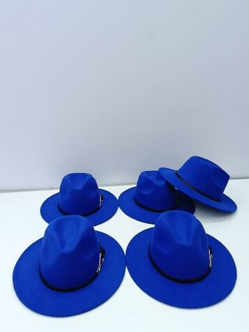 Wide Brim Fedora Hat - Royal Blue