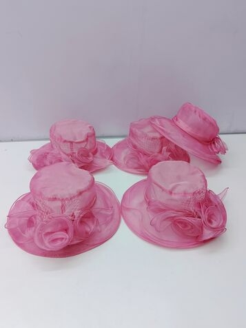 Women Organza Kentucky Derby Hat - Hot Pink