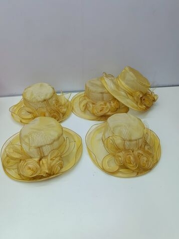 Women Organza Kentucky Derby Hat - Gold